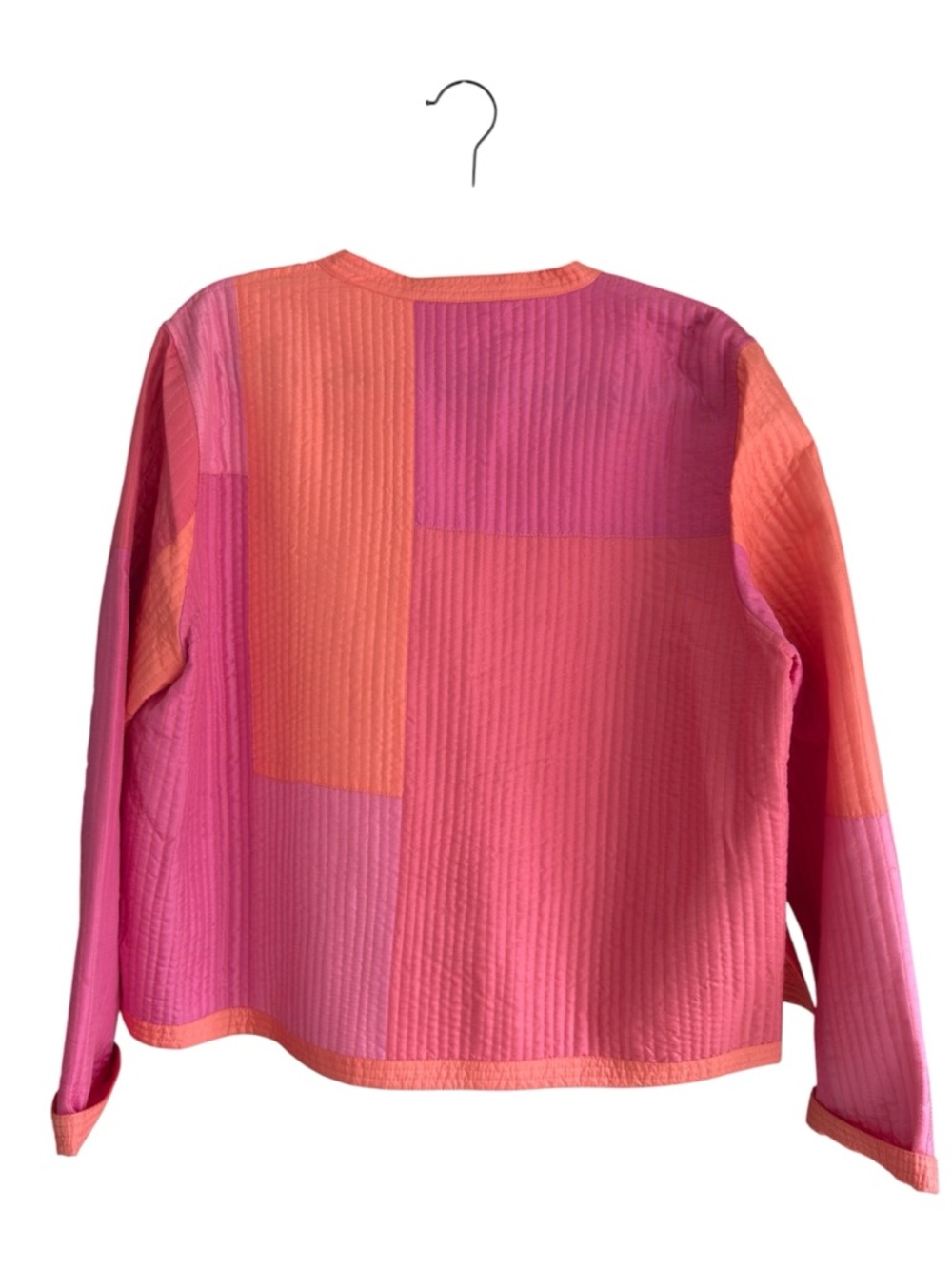 TravelSmith Silk Quilted Patchwork Jacket Pink Coral Large - Picture 5 of 5